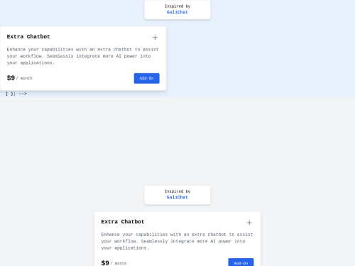 tailwind Tailwind CSS Chatbot Add-On Card